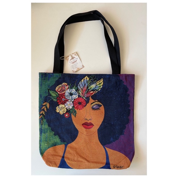 Bohemian Jacquard Woven Cotton Tote Bag 17”x 17” - Picture 3 of 6